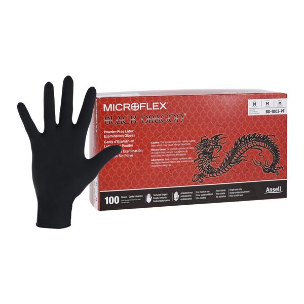MICROFLEX Black Dragon Latex Exam Gloves Medium Black Non-Sterile 100/Bx, 20 BX/CA