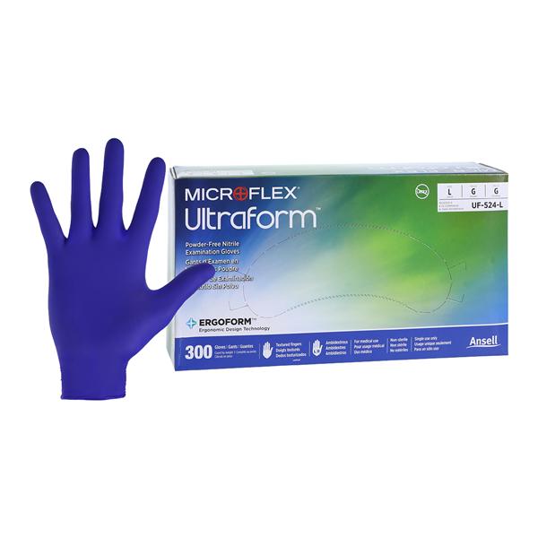 MICROFLEX Ultraform Nitrile Exam Gloves Large Cobalt Blue Non-Sterile 300/Bx