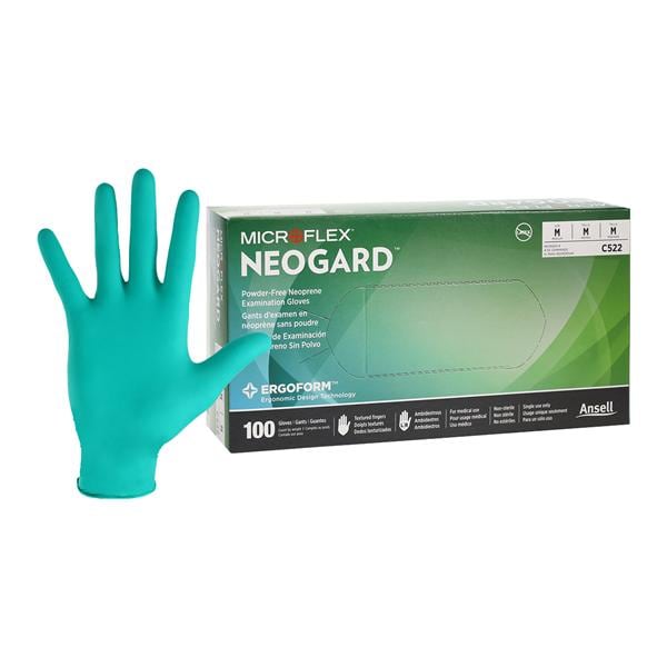 MICROFLEX Neogard Neoprene Exam Gloves Medium Green Non-Sterile 100/Bx