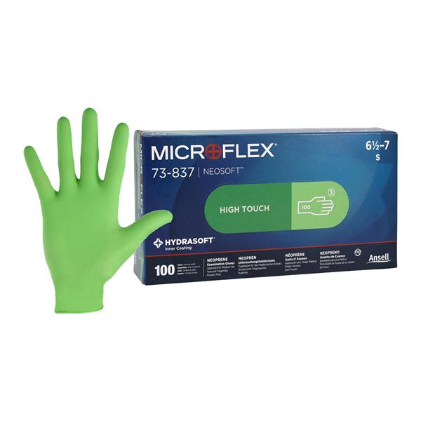 MICROFLEX Neosoft Neoprene Exam Gloves Small Green Non-Sterile 100/Bx