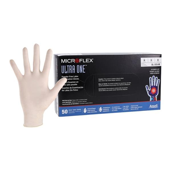 MICROFLEX Ultra One Latex Exam Gloves Medium Natural Non-Sterile 50/Bx, 10 BX/CA