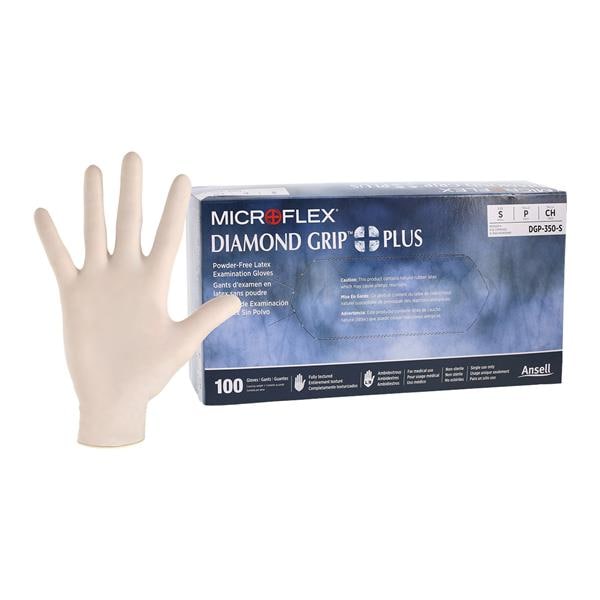 MICROFLEX Diamond Grip Plus Latex Exam Gloves Small Natural Non-Sterile 100/Bx