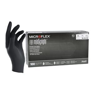 MICROFLEX MidKnight Nitrile Exam Gloves 2X-Large Black Non-Sterile 100/Bx, 10 BX/CA