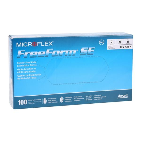 MICROFLEX FreeForm SE Nitrile Exam Gloves Medium Blue Non-Sterile 100/Bx