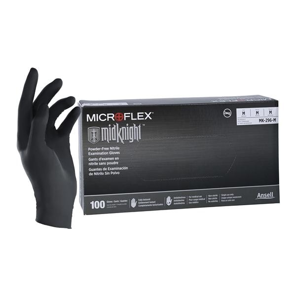 MICROFLEX MidKnight Nitrile Exam Gloves Medium Black Non-Sterile 100/Bx, 10 BX/CA