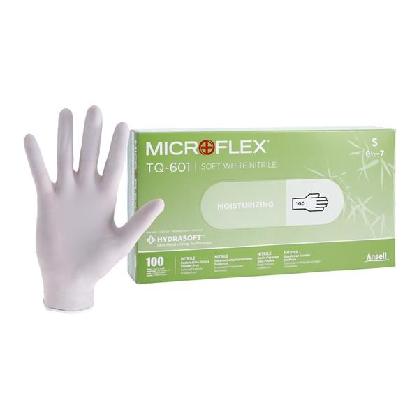 MICROFLEX Soft White Nitrile Exam Gloves Small White Non-Sterile 100/Bx, 10 BX/CA