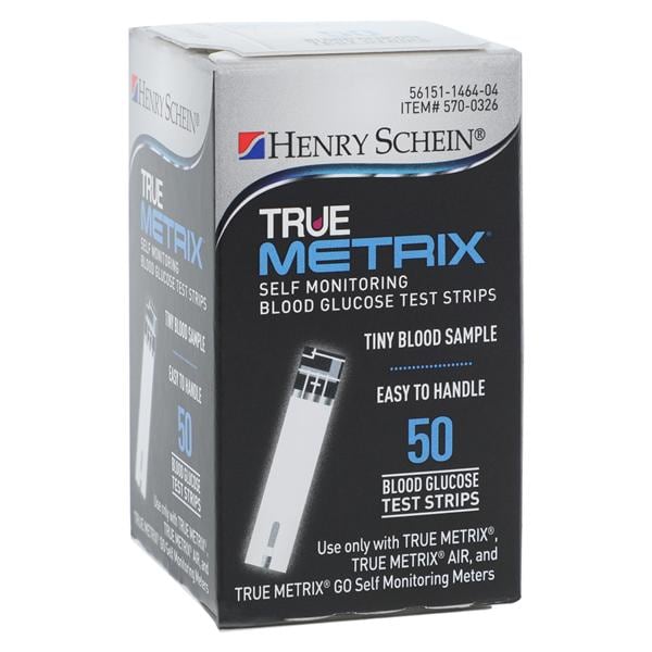 Henry Schein TRUEmetrix Blood Glucose Test Strip CLIA Waived 50/Bx