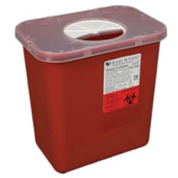 Sharps Container 2gal Red/Clear 10-3/10x7x10-1/10" Rotor Lid Polypropylene Ea, 20 EA/CA