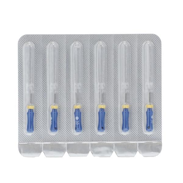 Maxima Hand Hedstrom Files 25 mm Size 30 Stnls Stl/Plstc Hndl Blue 6/Pk