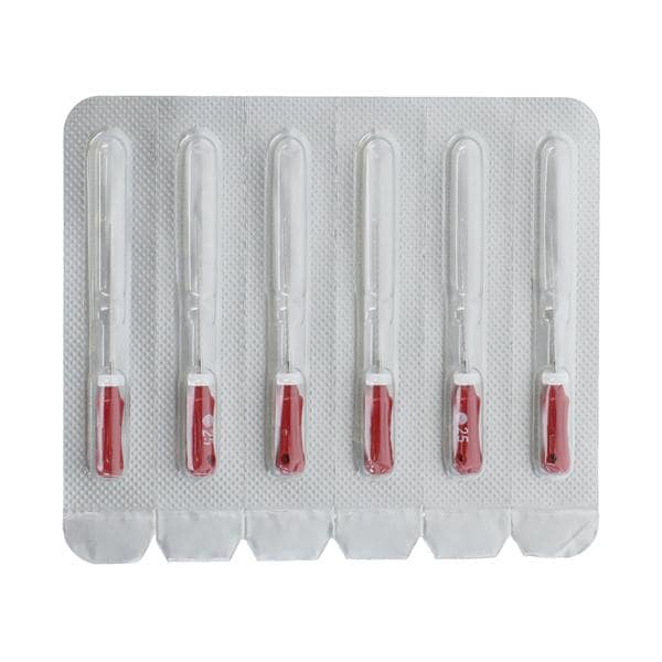 Maxima Hand Hedstrom Files 21 mm Size 25 Stnls Stl/Plstc Hndl Red 6/Pk