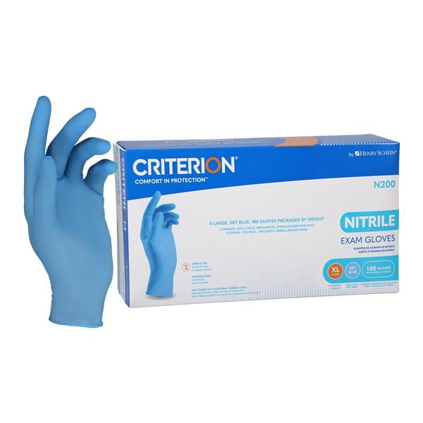 Criterion N200 Nitrile Exam Gloves X-Large Sky Blue Non-Sterile 180/Bx
