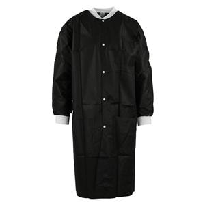 Criterion Protective Lab Coat SMS Large Black 10/Pk