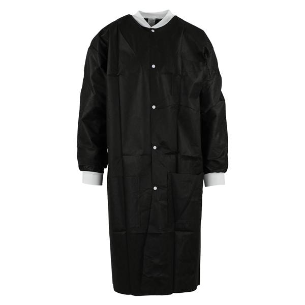 Criterion Protective Lab Coat SMS Large Black 10/Pk
