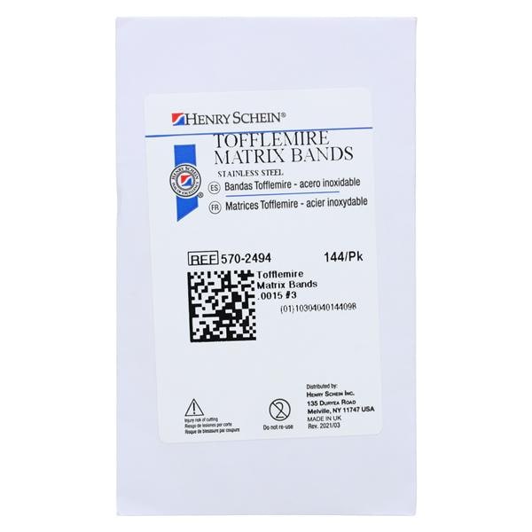 Tofflemire Matrix Band 0.0015 in 144/Pk