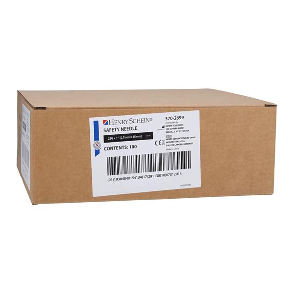 Safety Needle 22gx1" Black Safety Shield 100/Bx, 8 BX/CA