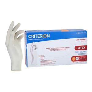 Criterion Aloe + Vitamin E Latex Exam Gloves X-Small White Non-Sterile 100/Bx, 10 BX/CA