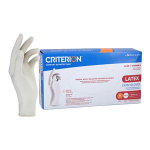 Criterion Aloe + Vitamin E Latex Exam Gloves Medium White Non-Sterile 100/Bx, 10 BX/CA