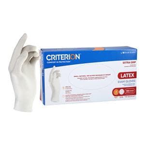 Criterion Extra Grip Latex Exam Gloves Small White Non-Sterile 100/Bx, 20 BX/CA