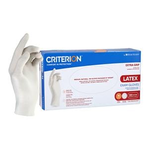 Criterion Extra Grip Latex Exam Gloves Medium White Non-Sterile 100/Bx, 20 BX/CA