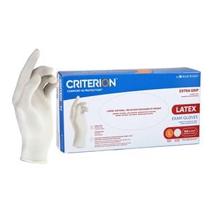 Criterion Extra Grip Latex Exam Gloves Large White Non-Sterile 100/Bx, 20 BX/CA