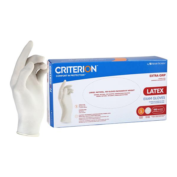Criterion Extra Grip Latex Exam Gloves Large White Non-Sterile 100/Bx, 20 BX/CA