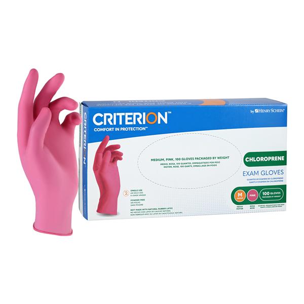 Criterion Chloroprene Exam Gloves Medium Pink Non-Sterile 100/Bx, 20 BX/CA