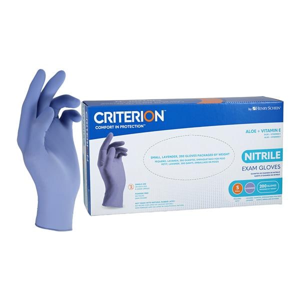 Criterion Aloe + Vitamin E Nitrile Exam Gloves Small Lavender Non-Sterile 200/Bx, 10 BX/CA