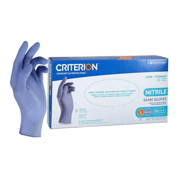 Criterion Aloe + Vitamin E Nitrile Exam Gloves Large Lavender Non-Sterile 200/Bx, 10 BX/CA