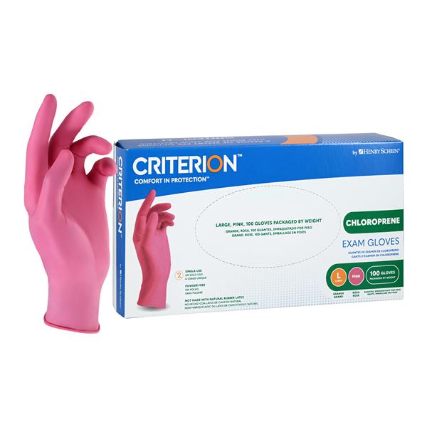 Criterion Chloroprene Exam Gloves Large Pink Non-Sterile 100/Bx, 20 BX/CA