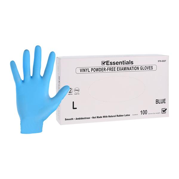 Essentials Vinyl Exam Gloves Large Blue Non-Sterile 100/Bx