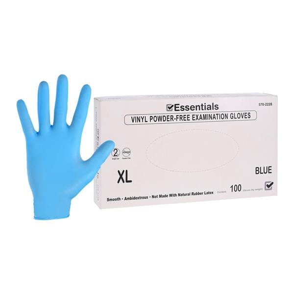 Essentials Vinyl Exam Gloves X-Large Blue Non-Sterile 100/Bx