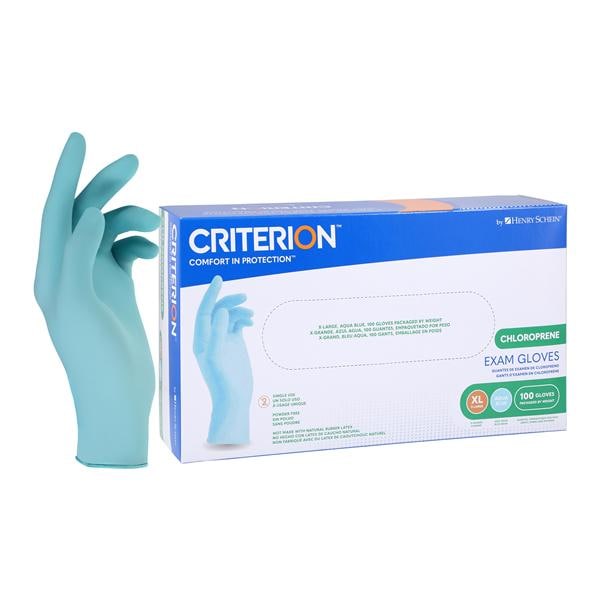 Criterion Chloroprene Exam Gloves X-Large Aqua Blue Non-Sterile 100/Bx, 10 BX/CA