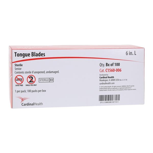 Tongue Depressor 6 in Wood Sterile Senior 100/Bx