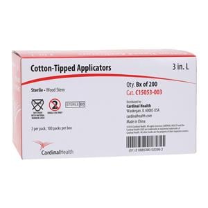 Applicator 3 in Wood Shaft Sterile 100/Bx