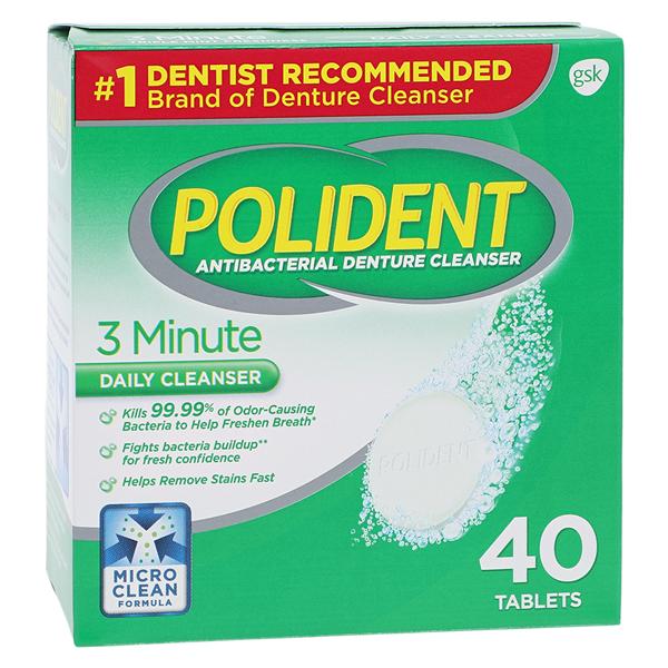 Polident Denture Cleanser Hand Triple Mint Fresh Tablets 40/Bx, 12 BX/CA