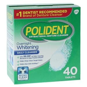 Polident Denture Cleanser Triple Mint Fresh Tablets 40/Bx, 12 BX/CA