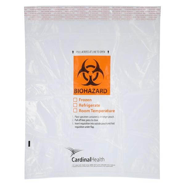 Biohazard Specimen Bag Clear Adhesive Closure 500/Ca