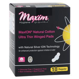 Maxion Sanitary Pad Chlorine Free Ultra Thin Regular Wng White Disposable 10/Pk, 12 PK/CA