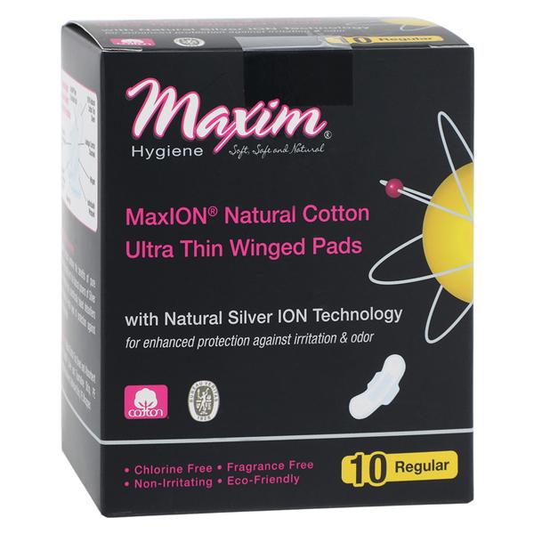 Maxion Sanitary Pad Chlorine Free Ultra Thin Regular Wng White Disposable 10/Pk, 12 PK/CA