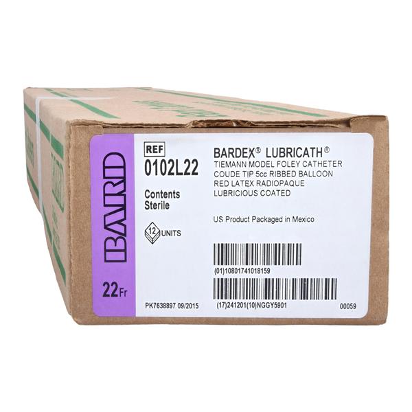 Lubricath 2-Way Foley Catheter Medium Coude Olive Tip Hydrgl Ct Ltx 22Fr 5cc