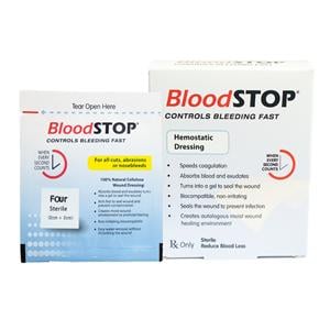 BloodStop Carboxymethyl Cellulose Hemostatic Dressing 2x2cm Sterile Mn Pd Adh LF