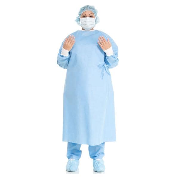 Basics Non Reinforced Surgical Gown SMS Fbrc Stndrd / XL Blue / White 20/Ca