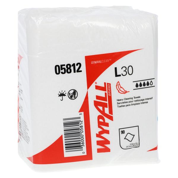 WypAll L30 Cleaning Towel 1/4 Fold Disposable Crepe 12.5 in x 13 in Wht 1080/Ca