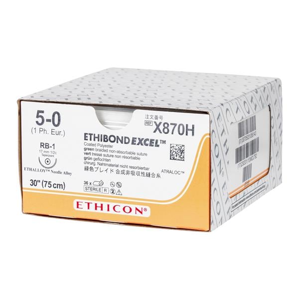 Ethibond Excel Suture 5-0 30" Polyester Braid RB-1 Green 36/Bx