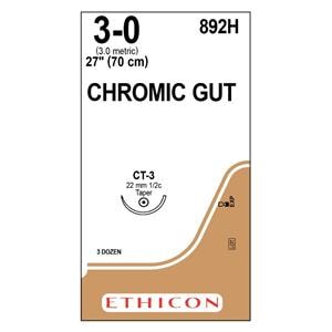 Gut Chromic Suture 3-0 27" Chromic Gut Monofilament CT-3 Brown 36/Bx