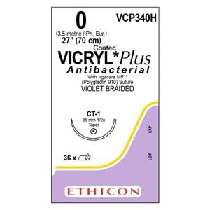 Vicryl Plus Suture 0 27" Triclosan/Polyglactin 910 Braid CT-1 Violet 36/Bx