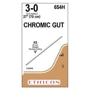 _ Suture 3-0 27" Chromic Gut Monofilament KS Brown 36/Bx