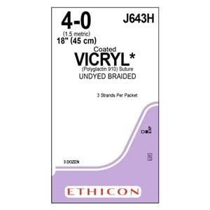Vicryl Suture 4-0 18" Polyglactin 910 Braid Undyed 36/Bx