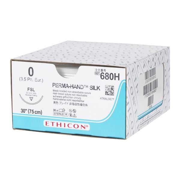 Perma-Hand Suture 0 30" Silk Braid FSL Black 36/Bx