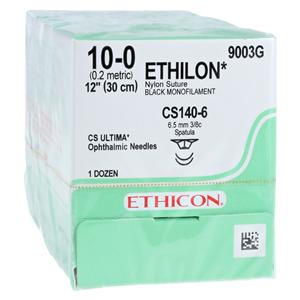 Ethilon Suture 10-0 12" Nylon Monofilament CS140-6/CS140-6 Black 12/Bx